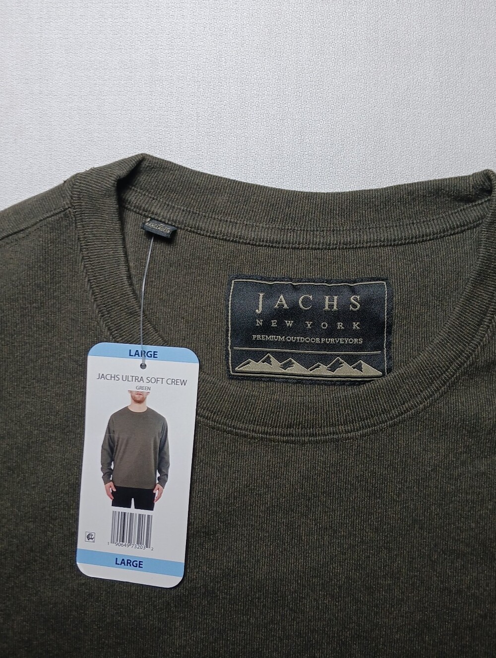 JACHS New York Mens Ultra Soft Crew Neck Sweatshirt Large Dark Green NWT